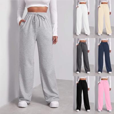 Women's Spring And Summer Sweatpants Solid Color Casual Pants Women's Sweatpants Wide Leg Straight Pants
