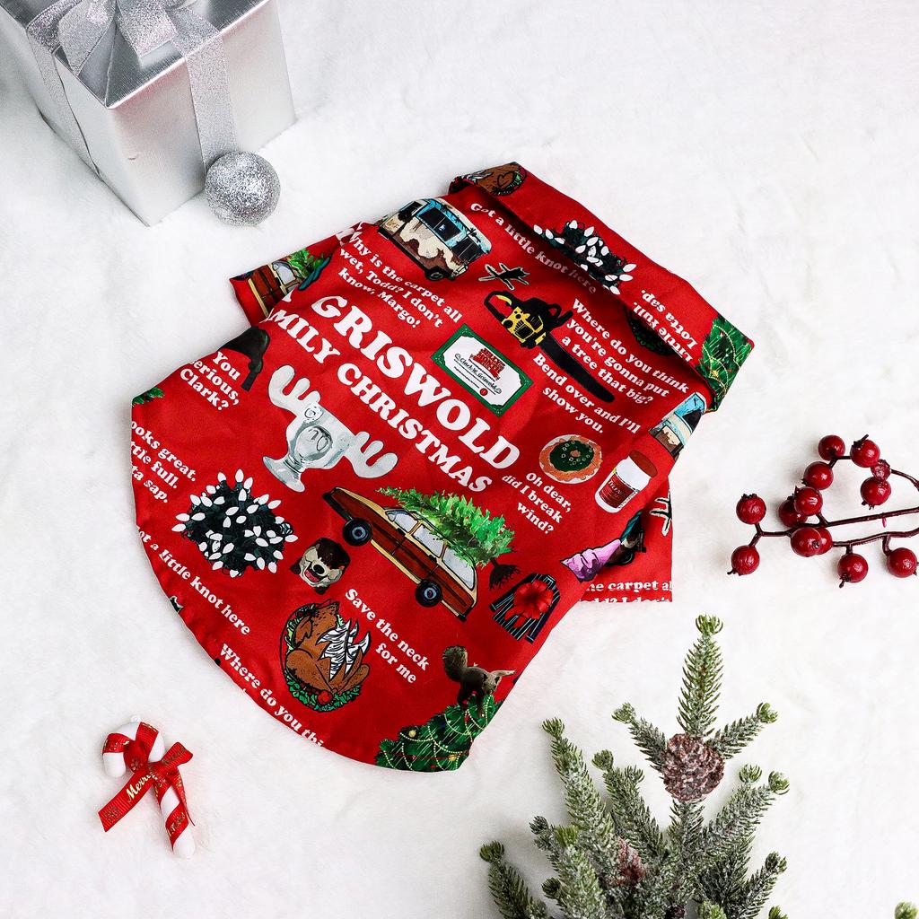 Dog Christmas Clothes for Small Dogs Shirt Santa Claus and ElkPrinted Costume Puppy Pajama with Snow and Gift Box Pattern Doggie