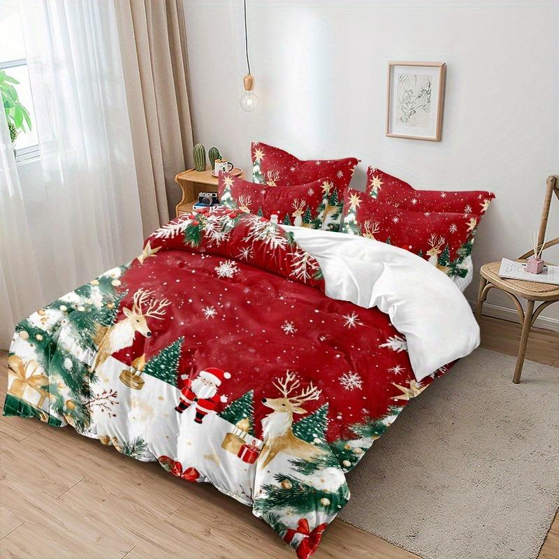 Christmas Santa Claus Bedding Set 3D Printed Duvet Cover Set Soft Single Double Size Bed Set  Christmas Home Decorations