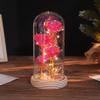 Three glass cover rose ornament creative Christmas Valentine's Day gift immortal flower gold foil night light