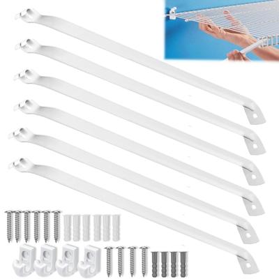 6pcs Steel Shelf Support Brackets with Triangle Not Sags Design Features 4 Clip Fasteners Suitable for Secure Mounting