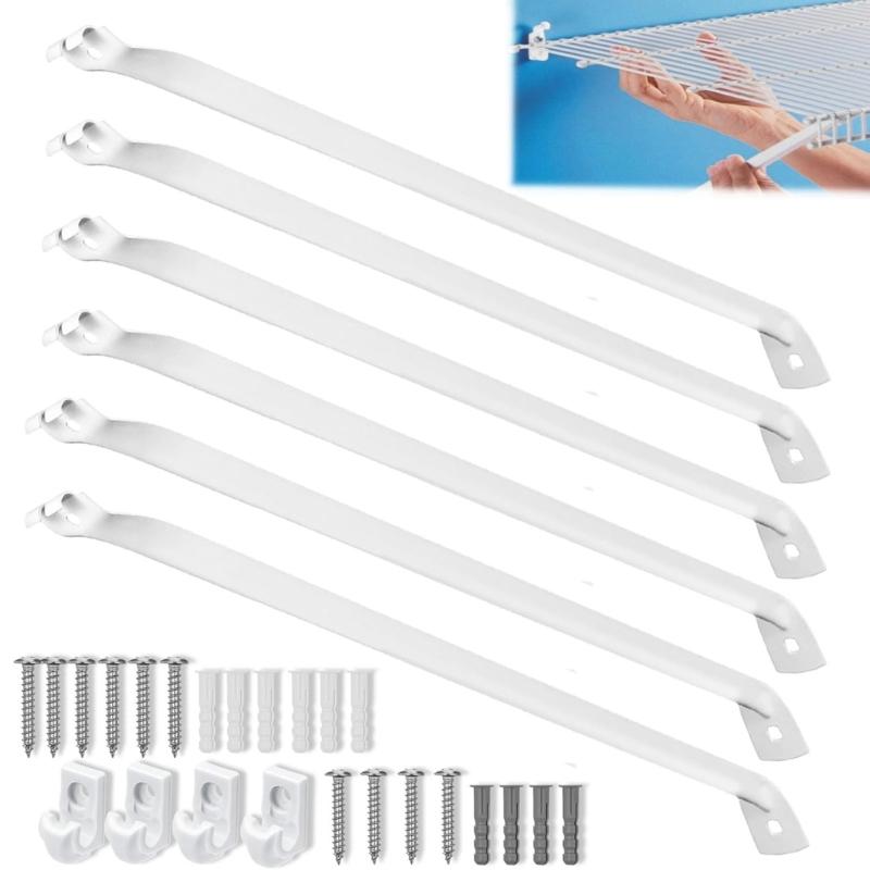 Pack of 6 Strong Wire Shelf Brackets Includes 4 Mounting Clip & Hardware Rusts Resistant for Easy Wall Installation 1