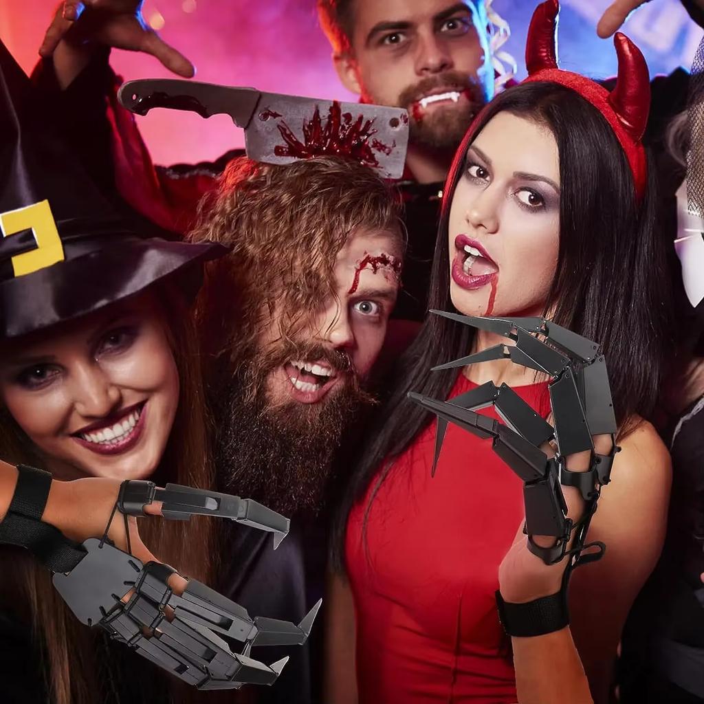 Halloween Cosplay Finger Glove Realistic Horror Articulated Fingers Fake Fingers Scary Skeleton Hand Ghost Claw Prop Party Decor