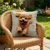 Cute Fluffy Poodle Pillow Cover 2D Faux Embroidery Print Adorable Puppy Dog Cushion Case For Sofa Bed Couch Cozy Pet Lover Home