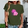 Women's Fashionable Round Neck Casual Retro Print Short Sleeved T-shirt Top