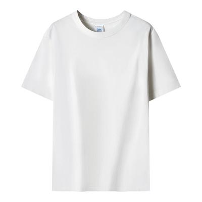 Men's T-shirt 300g Heavy Pure Cotton White Short-sleeved T-shirt Solid Color Retro Street Men's and Women's Style
