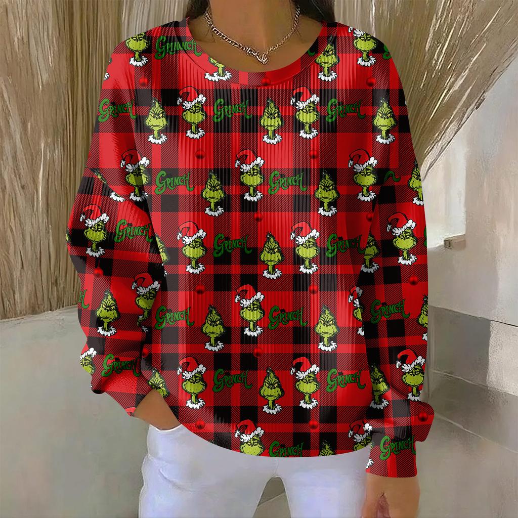 Women's Loose Comfortable Casual And Fashionable Round Neck Pattern Long Sleeved Sweatshirt