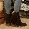 New Style Luxury Women's Brand Design Tassel Western Stray Boot Women Pointed Toe Mid Calf Riding Boots Metal Decoration Booties