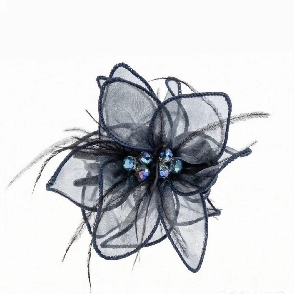 Sheer Tulle Crystal Pendant Spark Crystal Hair Jaw Clip Elegant Tulle Claw Clip Daily Style