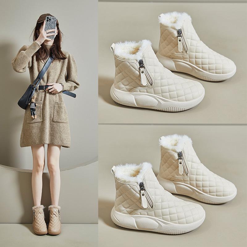 2024 Women's Plus Velvet High-Top Snow Boots - Korean Style Warm Casual Cotton Shoes XQ5859