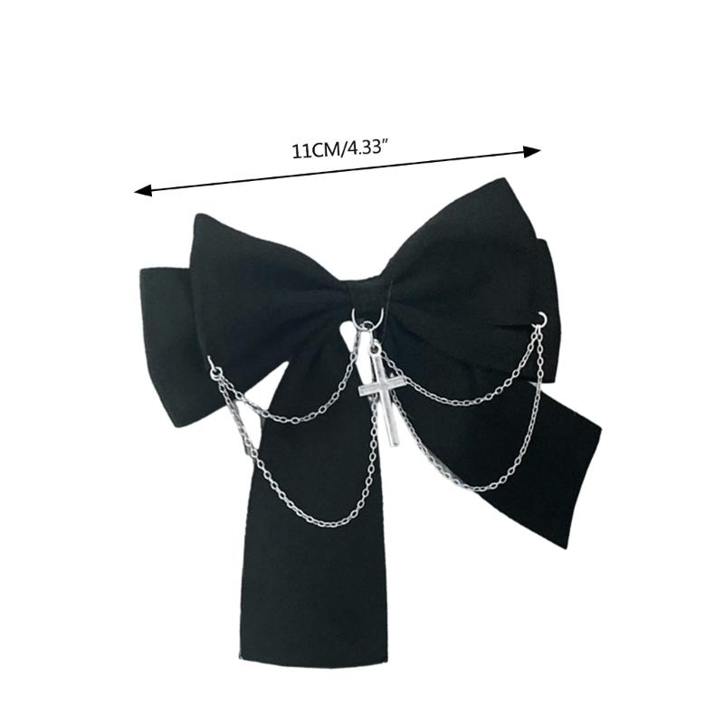 Bow Gothic Hair Clip Y2K Style with Chains Sweet Balletcore Hairpin Women Lady