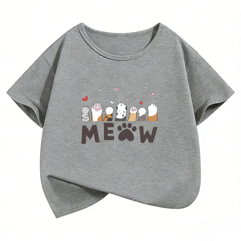 Graphic Summer Spring Kawaii Meow Cat Paw T Shirts Funny Manga Kids Childrens Tshirt Boys Girls Casual Top Tee Summer
