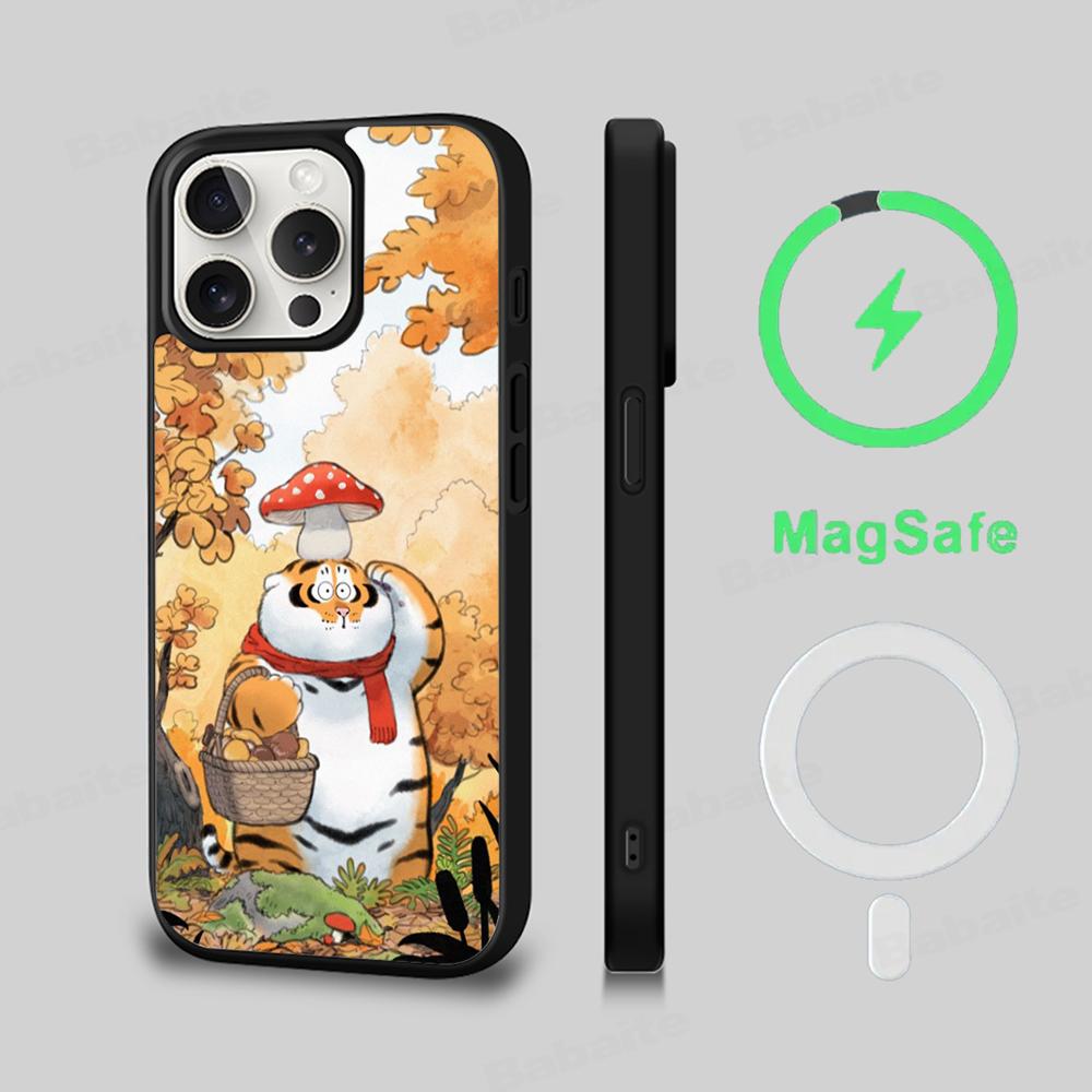 

Funny Fat Tiger Phone Case Magnetic Case For IPhone 16 14 13 12 11 15 Pro Max Plus For Magsafe Wireless Charge Cover iPhone 15 Pro