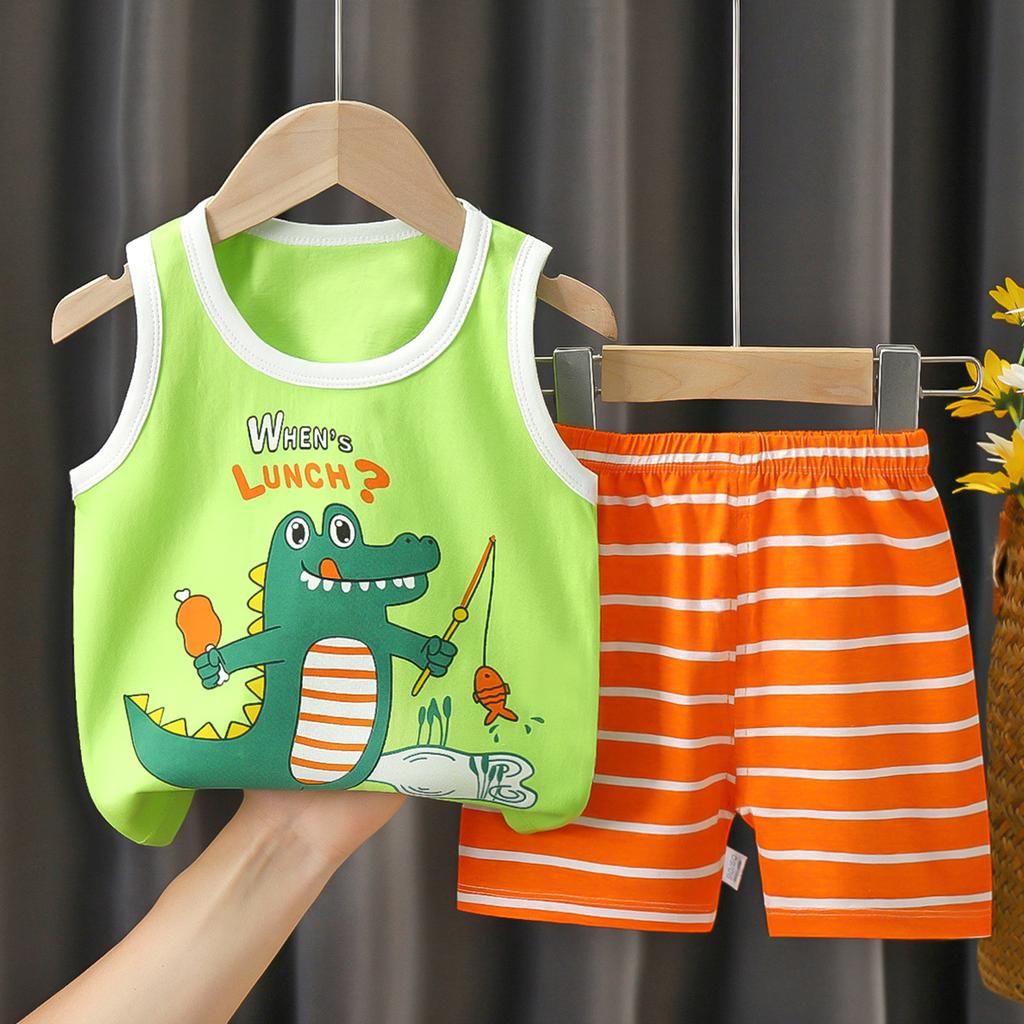 Children's Vest Set Boys' Shorts Summer Cotton New Baby Clothes Girls' Summer Clothes Summer Clothes Children's Clothes