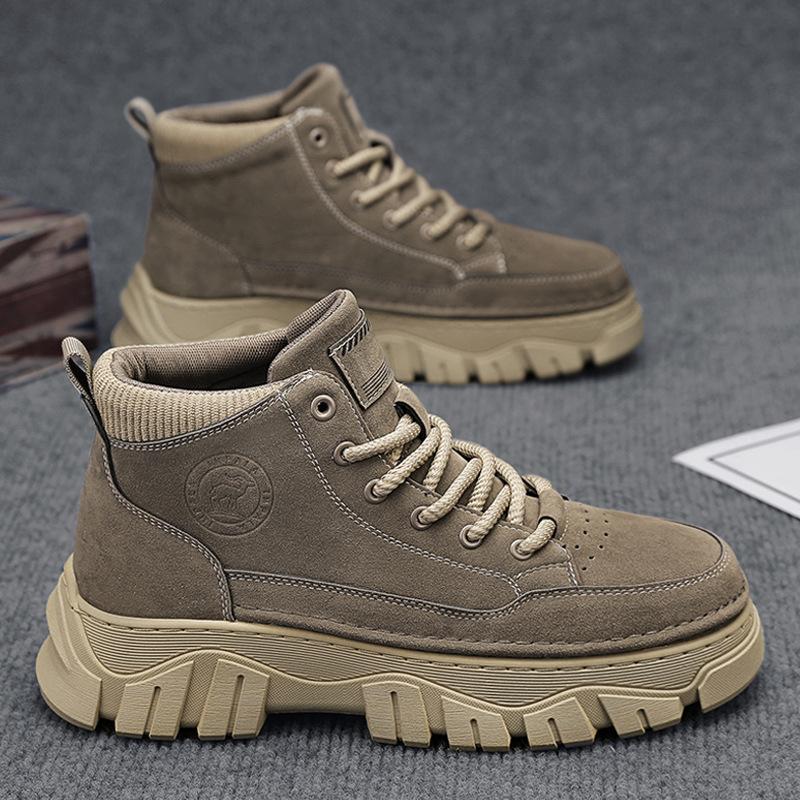 

Men s shoes autumn new retro mid-top Martin boots men s casual tooling shoes trendy low-top short boots 39 хакі