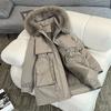 Womens Winter Thick Padded Coat Mid-Length Loose Fit Casual Commute Style With Faux Fur Hood