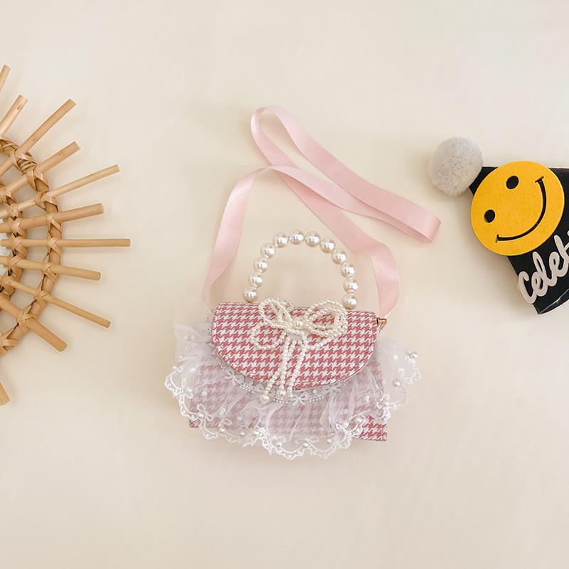 Trendy Korean Style Cute Children's Mini Shoulder Bag With Pearl Elements And Fashionable Design
