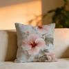 Fashion Hibiscus Cushion Cover Cozy Velvet Throw PillowSoft Warm Cushion For Sofa  Bed