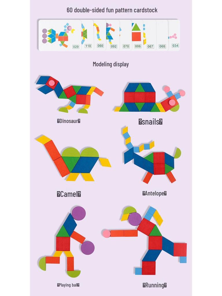 Fun Educational Jigsaw Tangram for Kids Ages 3-6 - Hands-On Brain-Teasing Puzzle Toy