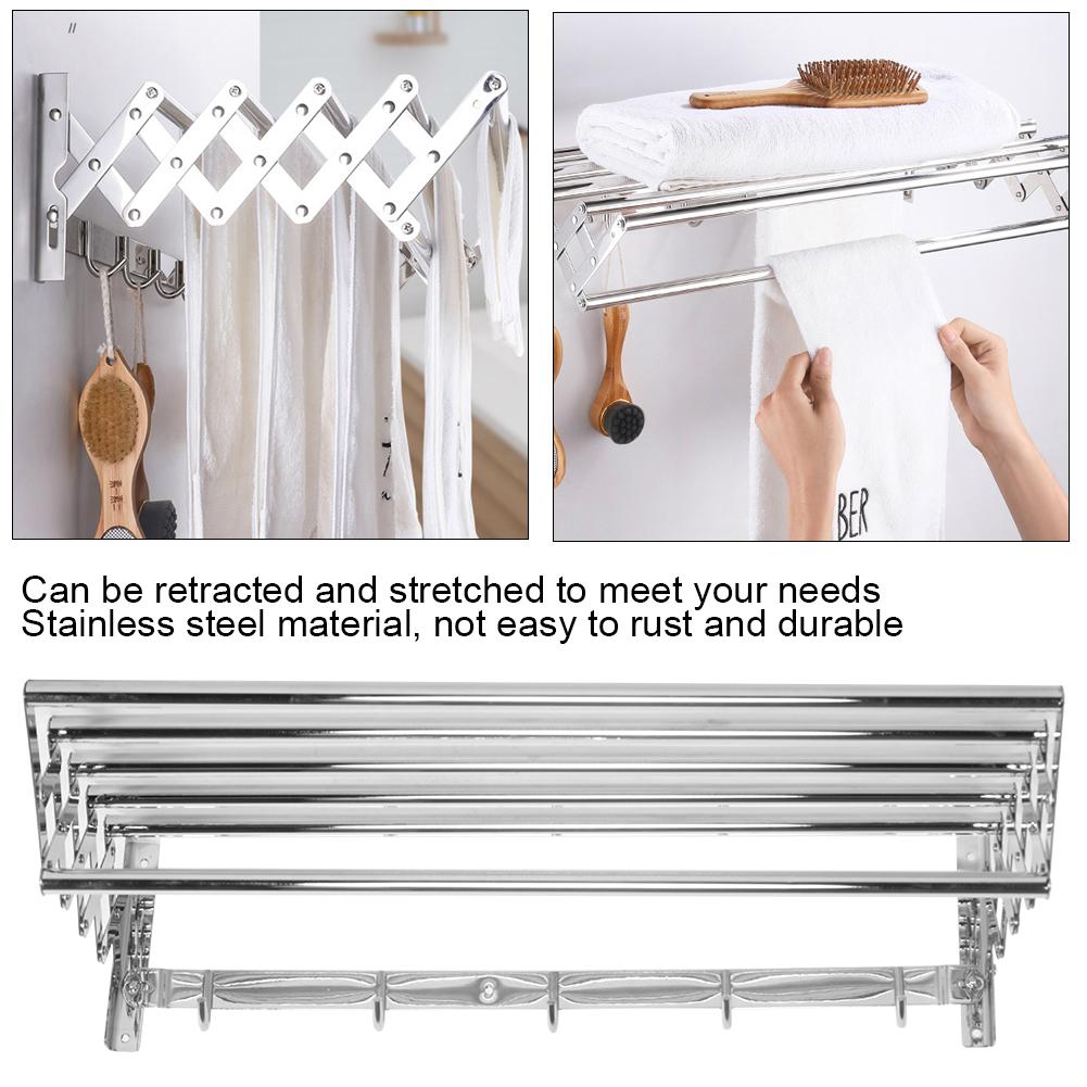 Stainless Steel Retractable Towel Rack Bath Towel Holder Storage Organizer for Home Hotel Use