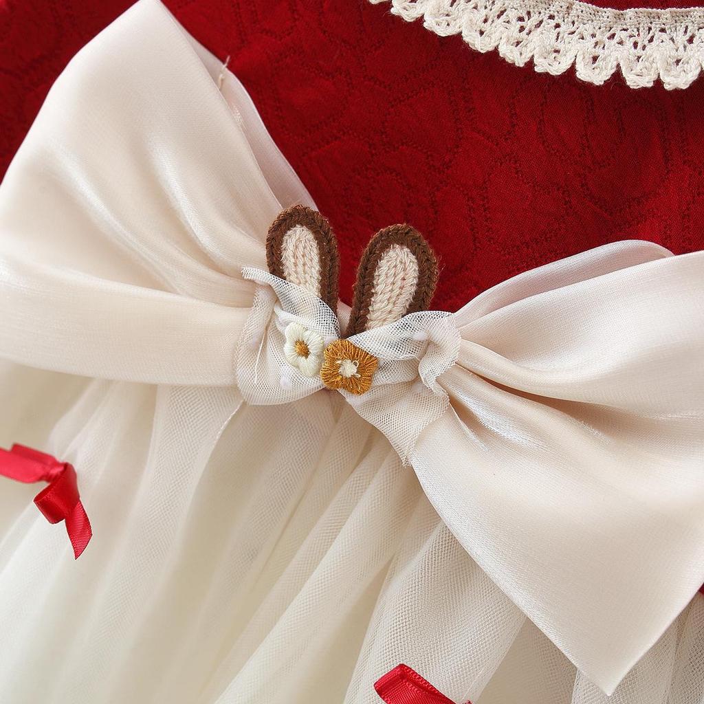 Korean Style Girls' Lolita Princess Dress with Bow and Gauze Details