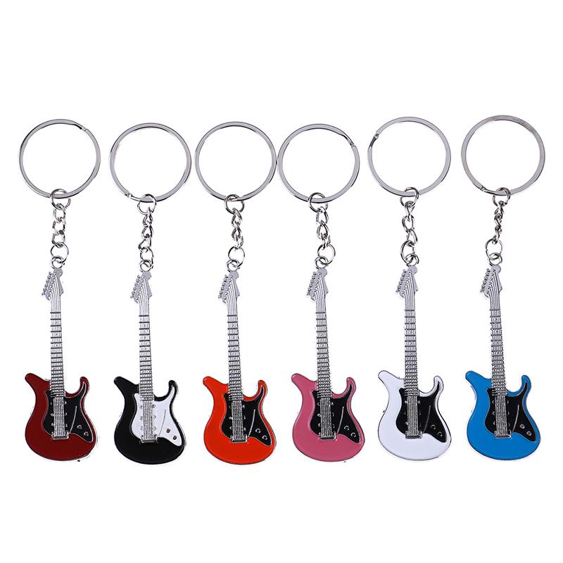 Creative Metal Electric Guitar Mini Keychain Key Chain Key Ring Gifts