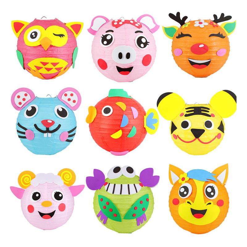 

Детский фонарь «сделай сам» с мультяшным животным, фонарь ручной работы, комплект материалов «сделай сам», ручной фонарь, самоклеящийся светящийся бумажный фонарь, необычная игрушка, подарки для детей