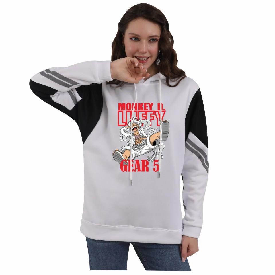 One Piece Pirate King Men's and Women's Color Block Fleece Hoodie - Autumn/Winter