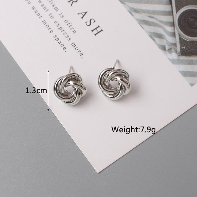 Trendy Korean Double Layer Hollow Square Stud Earrings For Women Crystal Gold Metal Geometric Hollow Jewelry