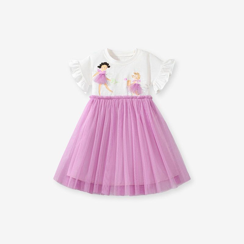 

Little Maven Новинка Сладкая Девочка Платье Принцессы Милая Сетчатая Детская Юбка Летнее Платье С Коротким Рукавом S 3026 2Y (90cm)