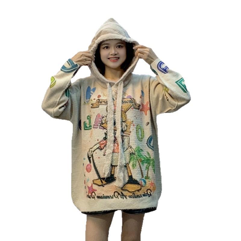 Women's Retro Trendy Heavy Embroidery Hooded Sweater - New Spring/Autumn Stylish Loose Top