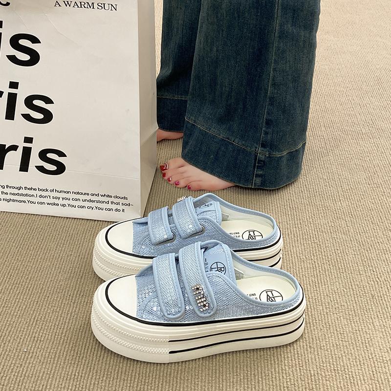 Fashion CRLAYDK Fashion Platform Mesh Skate Shoes for Women Slip On Casual Outdoor Slides Ladies Backless Walking Breathable Tennis