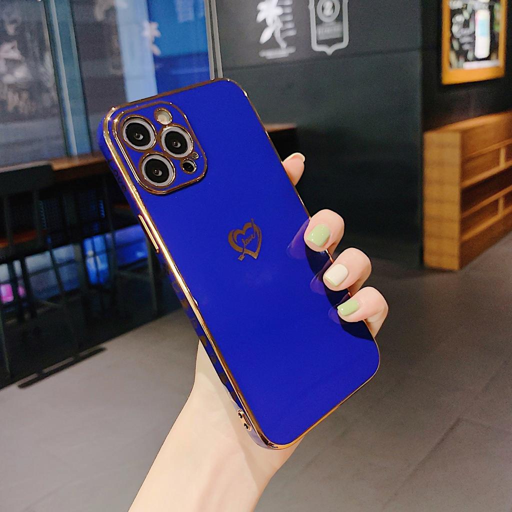 Candy color 6D electroplating side love for iPhone17ProMax Apple 16 fine hole silicone 15 mobile phone case