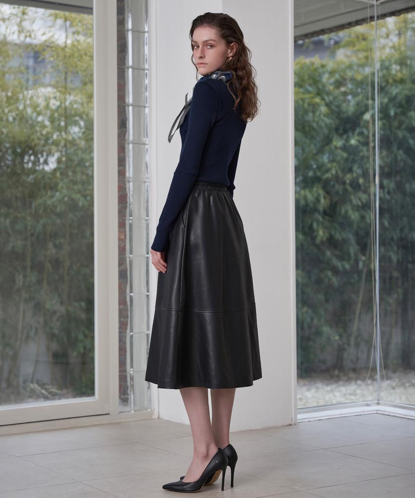 Leni And Mccoy Cut-Out Faux Leather Banding Skirt Mm10Sk470Fcy