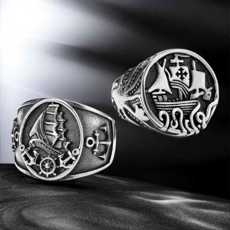 Vintage Anchor Lighthouse Ocean Sailor Ship Viking Rings Men Women Stainless Steel Ring Punk Rock Fashion Jewelry Dropshipping
