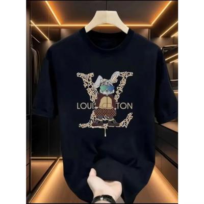 2026 New Trendy Brand Heavy Cotton Shortsleeved Tshirt Unisex Summer Printing Casual Round Neck Highend Top Handsome