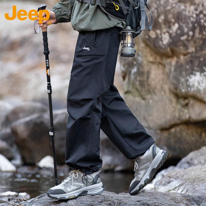 Jeep JEEP Men's Work Pants Autumn Winter Casual Paratrooper Sports Outdoor Trousers Black L