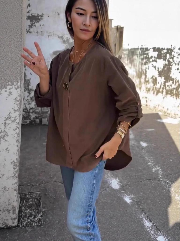 2025 Retro Casual Corduroy Long-Sleeve Shirt for Women - European & American Autumn/Spring Style