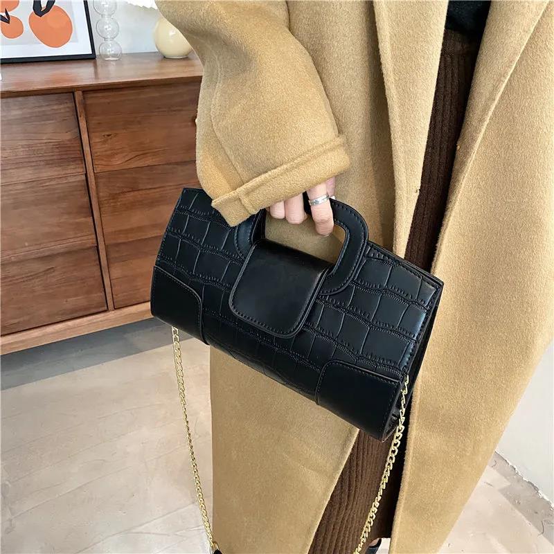 Women's Vintage Single Shoulder Bag Solid Color Casual Chain HandBag Versatile Messenger Bag Portable Square Bag