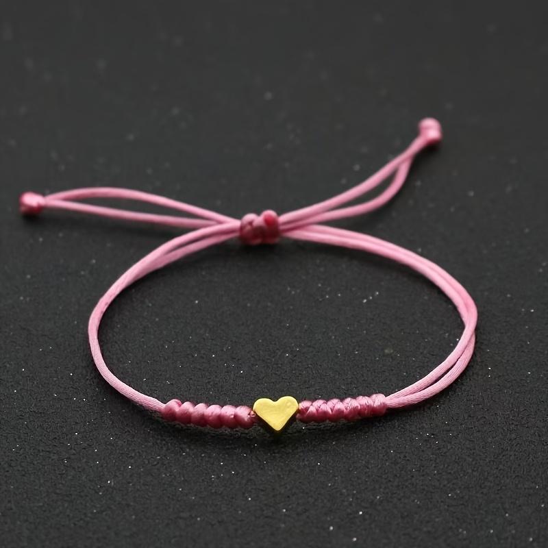 Braccialetto Cuore Regolabile alla Moda - Corda Rossa Fatta a Mano, per Coppie Decorazione Casual