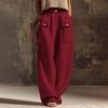 Women’s Casual Wide Leg Pants with Buttoned Pockets Cotton Linen Relaxed Fit Trousers for Everyday Wear Office Travel Lounge
