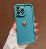 3D Gold Heart Silicone Soft Phone Case for IPhone 15 14 13 12 11 16 Pro Max XS XR 7 8 Plus SE 2020 Shockproof Candy Matte Cover