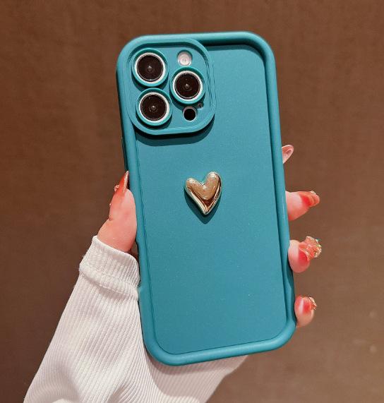 3D Gold Heart Silicone Soft Phone Case for IPhone 15 14 13 12 11 16 Pro Max XS XR 7 8 Plus SE 2020 Shockproof Candy Matte Cover
