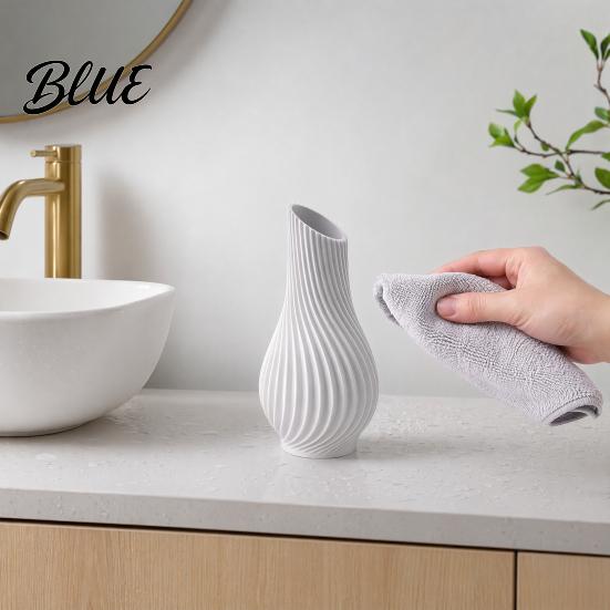 Home Decor Vase 3D Printed Ribbed Flower Vase, Decorative Plastic Table Centerpiece Holder Container for Office Living Room