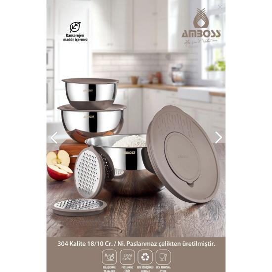 

atin 9 Piece Stainless Steel Multipurpose Bowl Set with Gray Lid