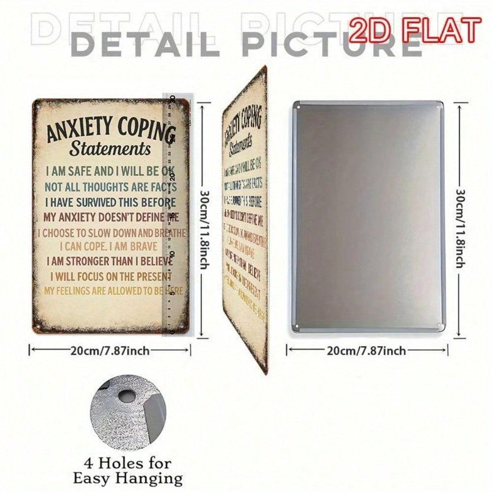 Vintage Anxiety Relief Metal Wall Art Inspirational Sign Rustic Decor