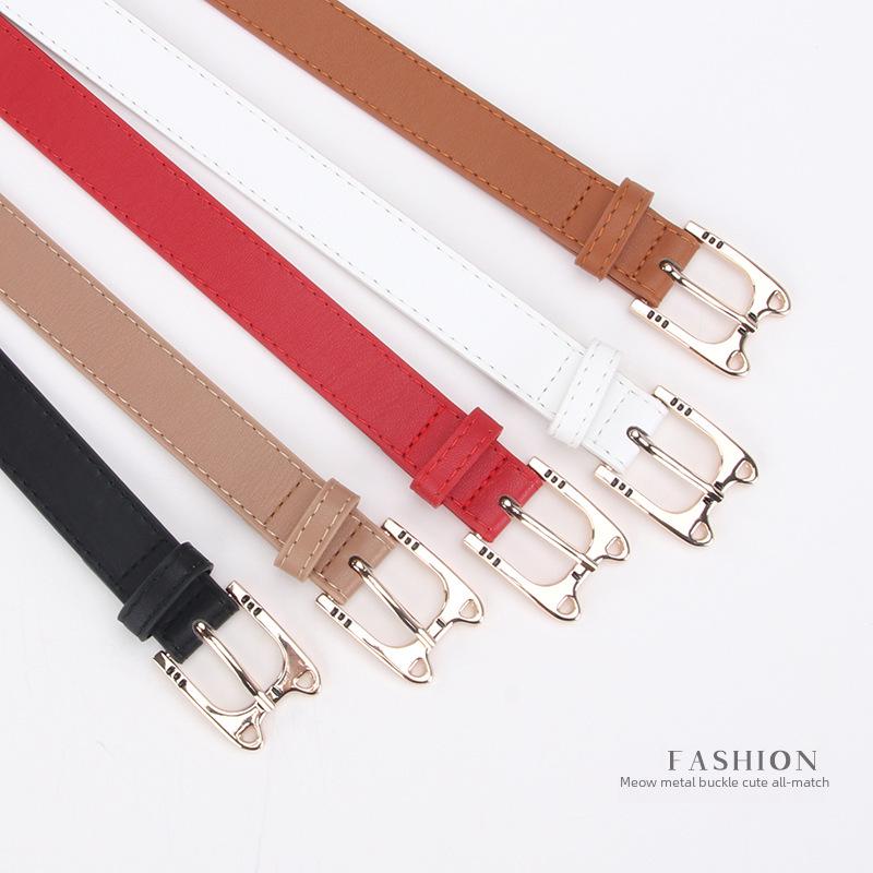 Chic Women's Belts with Cute Cat Head Alloy Buckle - Perfect for Jeans and Fashionable Accents