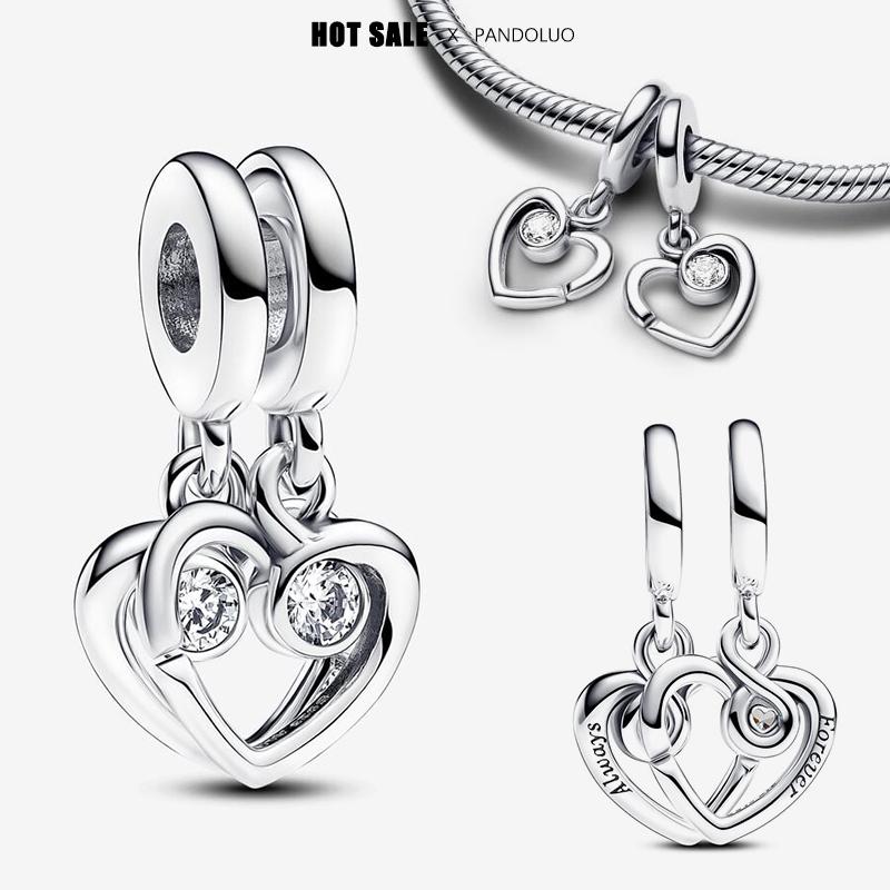 New In Copper Love Pendant Red Pink Blue Fit Pandach Original Diy Bracelets Charm Beads Party Fashion Birthday Gifts Jewelry