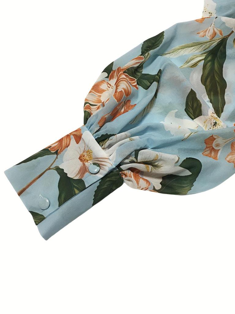 Elegant Semi-Transparant Shirt met revers & Lantaarnmouwen - Perfect voor Lente & Herfst