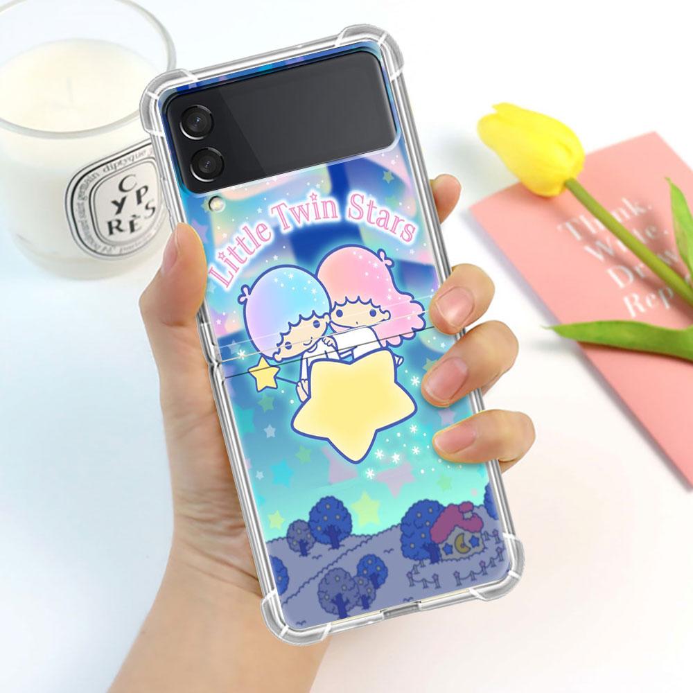 Luxury Case For Samsung Galaxy Z Flip 3 4 5G Funda Z Flip3 Clear PC Hard Shockproof Back Phone Coque Shell LittleTwinStars Cute